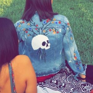Zara Custom Painted Jean Jacket
